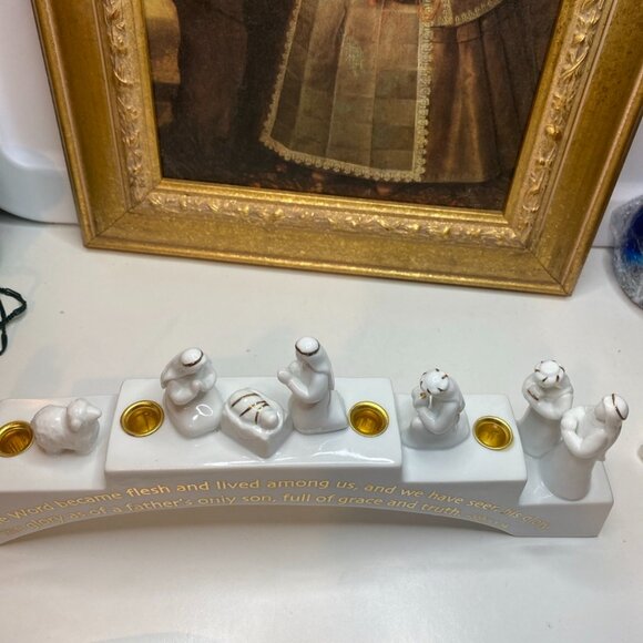 2004 Abbey Press Full Nativity Scene Candle Holder Bridge John 1:14 - Picture 4 of 11